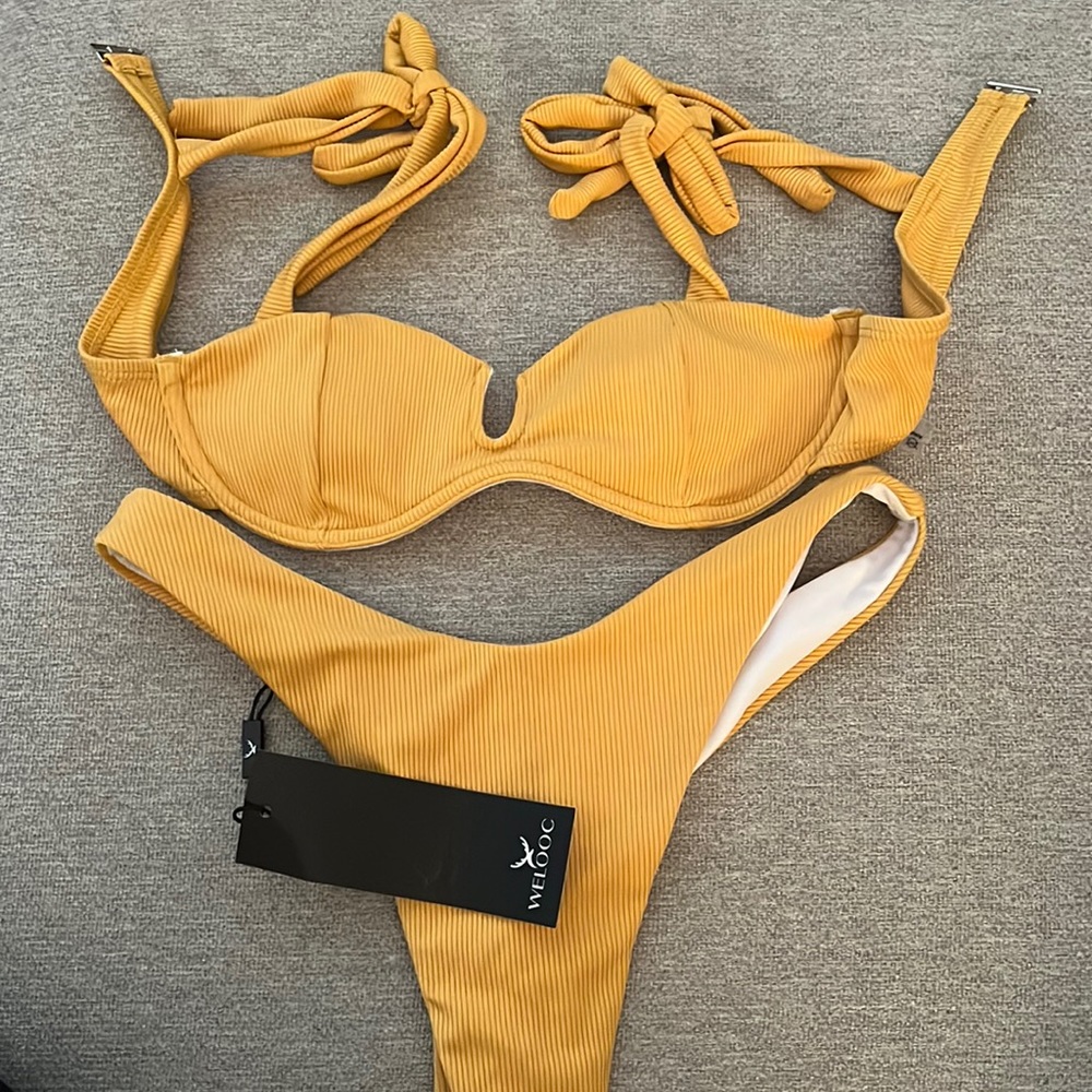 Orange bikini set (thong bottom and push-up top)